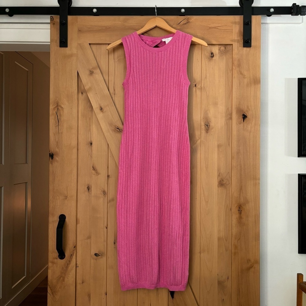 HOUSE OF HARLOW Sleeveless Ribbed Knit Bodycon Dress Pink Size Large Ope…